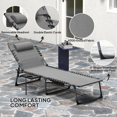 Outsunny Five-Position Reclining Sun Lounger - Grey