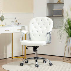 Vinsetto Office Chair Ergonomic 360√Ç¬∞ Swivel PU Diamante Padded Base 5 Castor Wheels for Home Work White