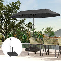 Outsunny Garden Parasol Base with Adjustable Wheels and Handle, Garden Sun Umbrella Base Parasol Stand, Filled Up to 55kg with Stand, 45kg with Water for 35, 38, 48 mm Poles, Black