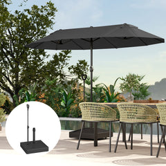 Outsunny Garden Parasol Base with Adjustable Wheels and Handle, Garden Sun Umbrella Base Parasol Stand, Filled Up to 55kg with Stand, 45kg with Water for Garden Poolside, Black