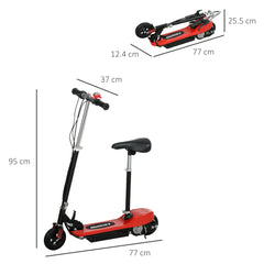 HOMCOM Steel Ride on Powered Scooter, Folding E-Scooter with Warning Bell, 15km/h Maximum Speed, for 4-14 Years Old, Red