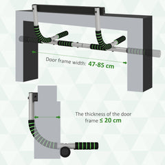 HOMCOM Pull-Up Bar for Doorway, Home Fitness Door Horizontal Push up Bar for Indoor Gym Upper Body Workout, Green