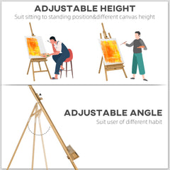 Vinsetto Artist Easel Stand for Wedding Sign with Brush Holder, Beech Wood A-Frame Tripod Studio Easel, Portable Adjustable Art Stand for Painting, Sketching, Exhibition, Holds Canvas up to 120cm