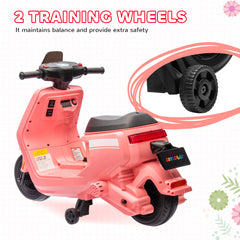 AIYAPLAY 6V Ride on Motorbike, Kids Electric Motorbike w/ Headlights, Music, Training Wheels, for Ages 18-36 Months, Pink