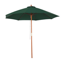 Outsunny 2.5m Garden Parasol Umbrella, Outdoor Market Table Umbrella with Wooden Pole & 8 Fibre Glass Ribs, Round Sun Shade Canopy, Green