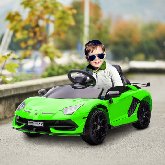 HOMCOM Lamborghini Licensed 12V kids Electric Car w/ Butterfly Doors, Remote, Music, Horn, Suspension - Green