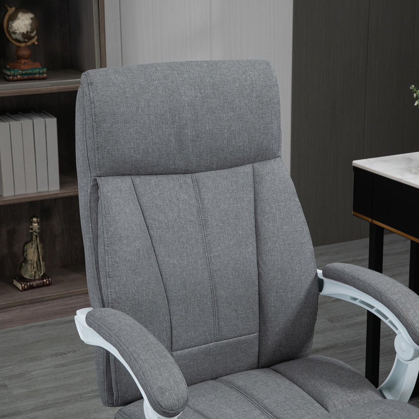 Vinsetto Office Chair, Ergonomic Desk Chair, Fabric Work Study Chair with 155√Ç¬∞ Reclining Back and Footrest, Adjustable Height and Swivel Wheels, Grey