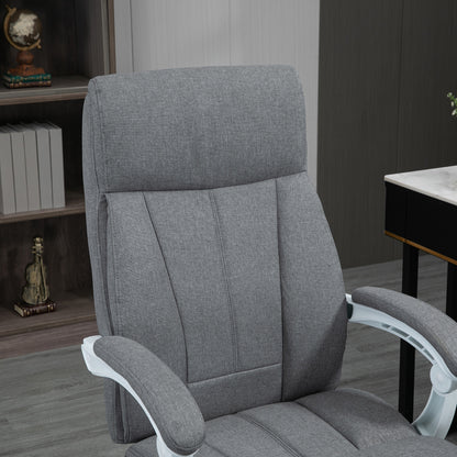 Vinsetto Office Chair, Ergonomic Desk Chair, Fabric Work Study Chair with 155√Ç¬∞ Reclining Back and Footrest, Adjustable Height and Swivel Wheels, Grey