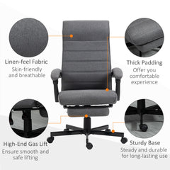 Vinsetto Office Chair, Computer Desk Chair, Fabric Swivel Chair with Adjustable Height and Rolling Wheels for Home Office Work Study, Grey