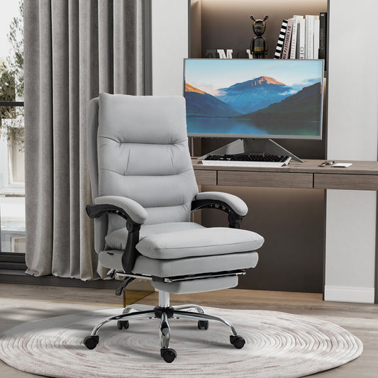 Vinsetto Office Chair, Ergonomic Desk Chair with 6-Point Vibration Massage and Back Heating, Microfibre Computer Gaming Chair with 135√Ç¬∞ Reclining Back and Footrest, Grey