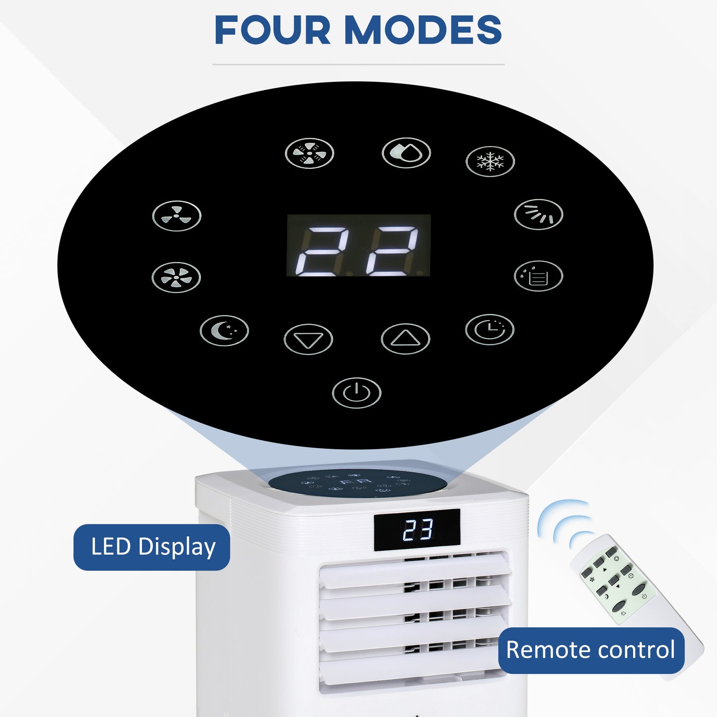 HOMCOM 10000 BTU Air Conditioning Unit, 3-in-1 Portable Air Conditioner, Dehumidifier, Cooling Fan with Remote Control, Digital Display, 2 Speeds, 24H Timer, Window Venting Kit, 22m√Ç¬≤