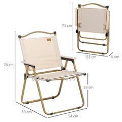 Outsunny Camping Chair for Adults, Lightweight Folding Chair, Portable Chair for Camping, Fishing, Beach and Outdoor Travel, Khaki