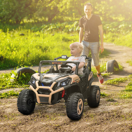 AIYAPLAY 24V 2 Seater Kids Electric Car with Remote Control, Suspension System, Slow Start, 3 Speeds, for 3-8 Years, Khaki