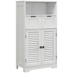 kleankin Three-Part Bathroom Storage Unit, with Shelf, Drawers & Cupboard - White