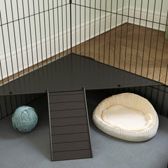 PawHut 2 in 1 Guinea Pig Cage, Rabbit Cage Pet Playpen with 2 Separate Area, Waterproof Oxford Fabric Floor for Hedgehogs