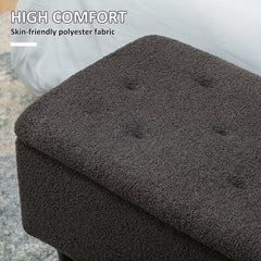 HOMCOM 47L Teddy Fleece Storage Ottoman - Dark Grey