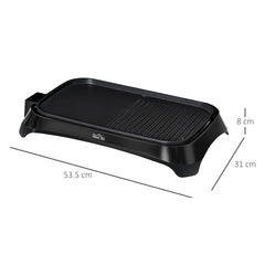 HOMCOM Teppanyaki Grill, 1600W Non Stick Table Top Grill, Barbecue Hot Plate with Adjustable Temperature and Drip Tray