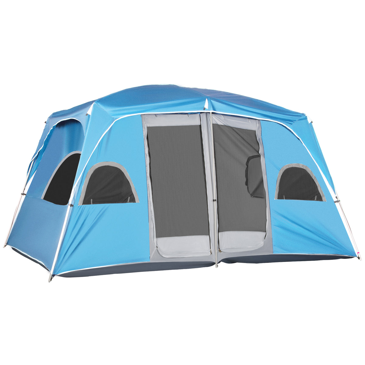 Outsunny 4-8 Person Camping Tent Family Tent with 2 Room, Mesh Windows, Easy Set Up for Backpacking, Hiking, Outdoor, Blue