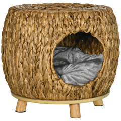 سرير قطط من PawHut Wicker مع وسادة قابلة للغسل، 44 × 43 × 41 سم