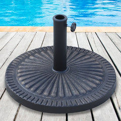 Outsunny 14kg Garden Parasol Base, Round Resin Sun Umbrella Base, Outdoor Umbrella Stand for 38mm or 48mm Outdoor Umbrella Poles, Bronze Tone