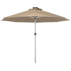 Outsunny 3m Parasol, with Solar-Powered LED Lights - Khaki