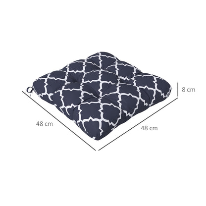 Outsunny 4-Piece Seat Cushion Pillows Replacement, Patio Chair Cushions Set with Ties for Indoor Outdoor, Blue