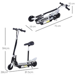 HOMCOM 120W Foldable Powered Scooters with 24V Rechargeable Battery, Adjustable Ride on Toy (Black)