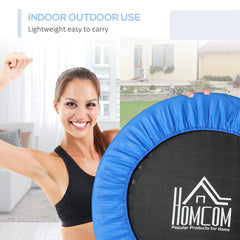 HOMCOM â96cm Mini Fitness Trampoline Home Gym Yoga Exercise Rebounder Indoor Outdoor Jumper with Safety Pad, Support Up to 100 KG, Blue and Black