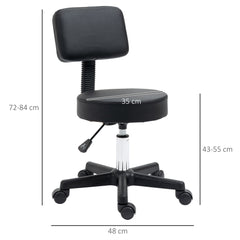 HOMCOM Swivel Salon Chair w/ Padded Seat Back 5 Wheels Adjustable Height Salon Hairdressers Tattoo Spa Rolling Black