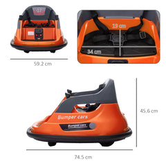 HOMCOM Bumper Car, 360√Ç¬∞ Rotation Spin 12V Kids Electric Car with Lights, Music, for Ages 1.5-5 Years - Orange