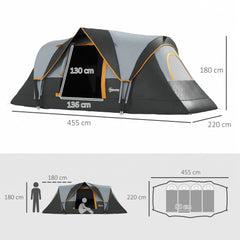 خيمة تخييم Outsunny 5-6 Man Dome - رمادي فاتح وأسود