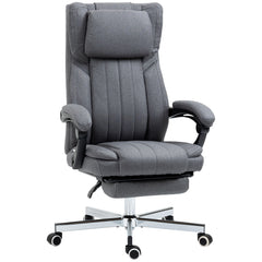 HOMCOM High Back Computer Desk Chair, Executive Office Chair with Adjustable Headrest, Footrest, Reclining Back, Dark Grey