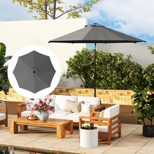 Outsunny 3 m Replacement Parasol Canopy with Top Vent, UPF 50+ Garden Parasol Replacement Canopy, 8 Rib Parasol Cover Replacement Fits Various Frames, Grey