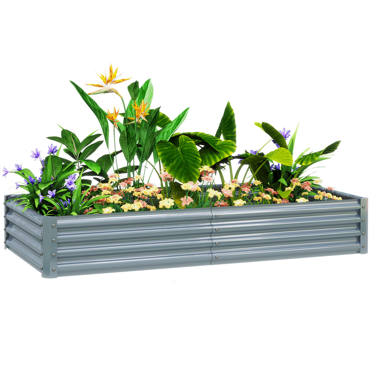 Outsunny 180 x 90cm Galvanised Steel Open Planter - Silver