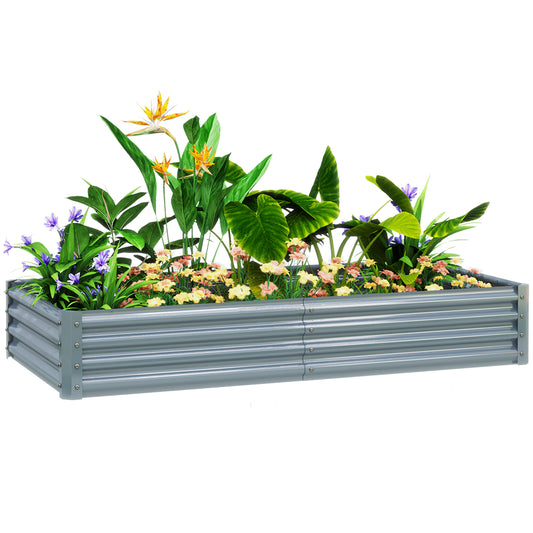 Outsunny 180 x 90cm Galvanised Steel Open Planter - Silver