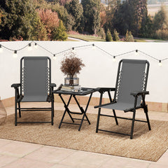 Outsunny Three-Piece Garden Table and Chair Set - Dark Grey