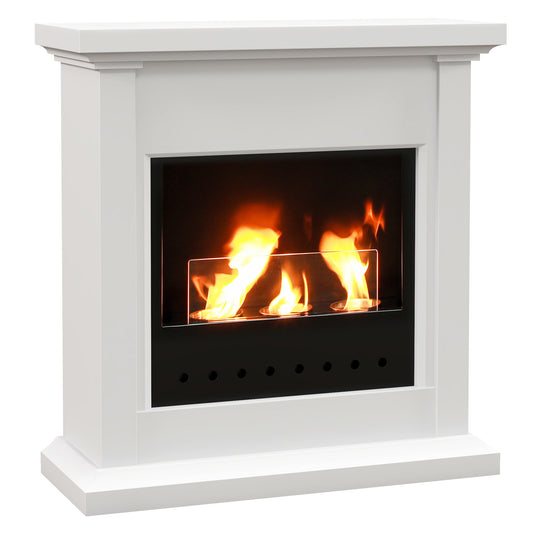 HOMCOM Bioethanol Fire Heater, with Mantelpiece - White