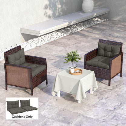 Outsunny 2-Piece Seat Cushions Back Pillows Replacement, Patio Chair Cushions Set for Indoor Outdoor, Charcoal Grey