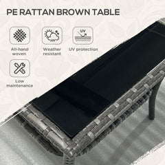 Outsunny Two-tier PE Rattan Square Coffee Table - Grey