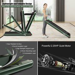 Folding Treadmill Electric 1-12KM/H with Bluetooth-Green