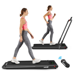 Folding Treadmill with LED Display Bluetooth Speaker-Black