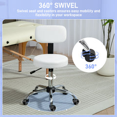 HOMCOM 360√Ç¬∞ Swivel Seat Salon Stool - White