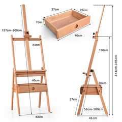 Wooden Artist Easel Beech Stand with Adjustable Holder and Drawer