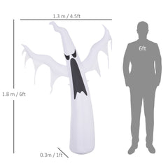 HOMCOM 6FT 1.8m LED Halloween Inflatable Decoration Floating Ghost Scary Party Outdoors Yard Lawn