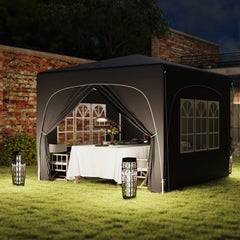 Outsunny 3 x 3m Pop-Up Gazebo Shelter, with Accessories - Black