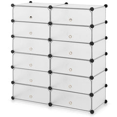 24 Pairs Shoe Rack Organizer with 12-Cube DIY Modular-White