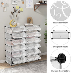 24 Pairs Shoe Rack Organizer with 12-Cube DIY Modular-White