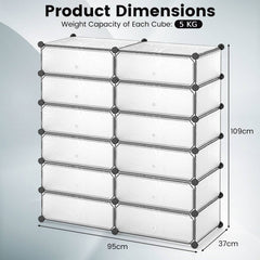 24 Pairs Shoe Rack Organizer with 12-Cube DIY Modular-White