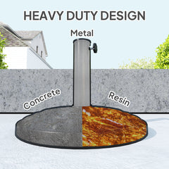 قاعدة مظلة خارجية 12 كجم من Outsunny، قاعدة مظلة خارجية دائرية من الراتينج، حامل مظلة شديد التحمل لأعمدة مظلة خارجية مقاس 38 مم أو 48 مم، أسود