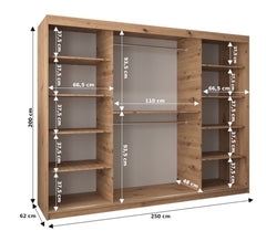 Uppsala T3 Sliding Door Wardrobe 250cm